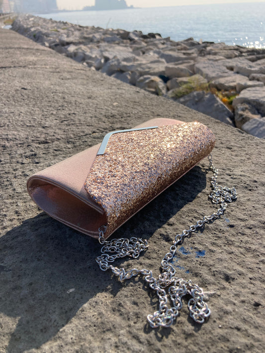 Pochette rosa glitter