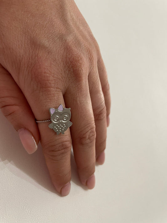 Anello gufo argento