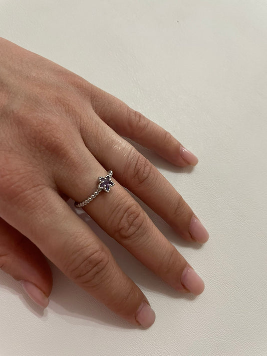 Anello stella viola con ricamo